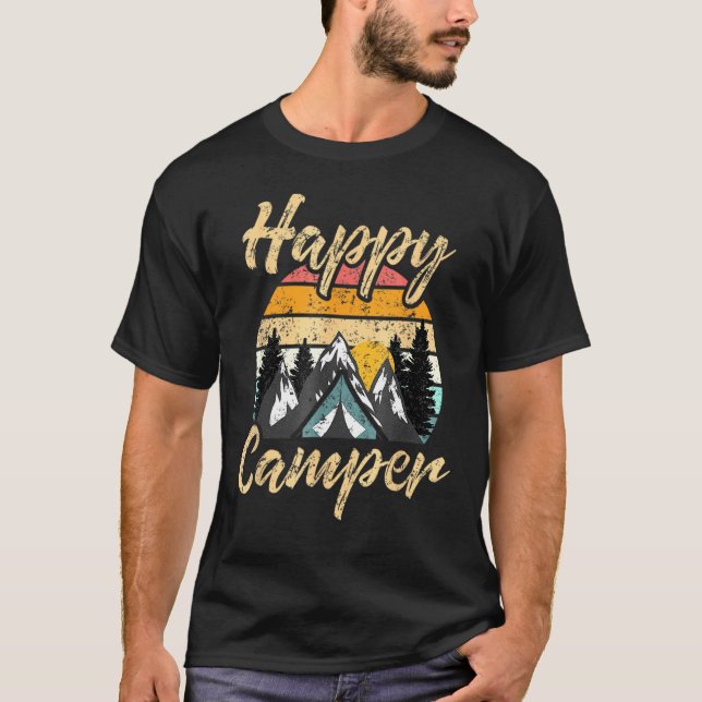 T-shirt Camping en détresse Randonnée présent Happy Camper (Devant)