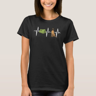 T-shirt Camping en tente danois brun géant rythme cardiaqu
