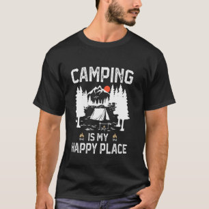 T-shirt Camping Est Mon Happy Place Funny Camper Forest Ca