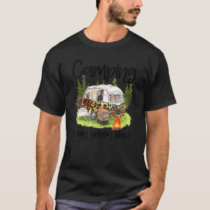 T-shirt Camping Est Mon Heureux Endroit Leopard Happy Camp
