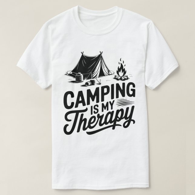 T-shirt Camping Est Mon Thérapie Tente Camping Graphic (Design devant)
