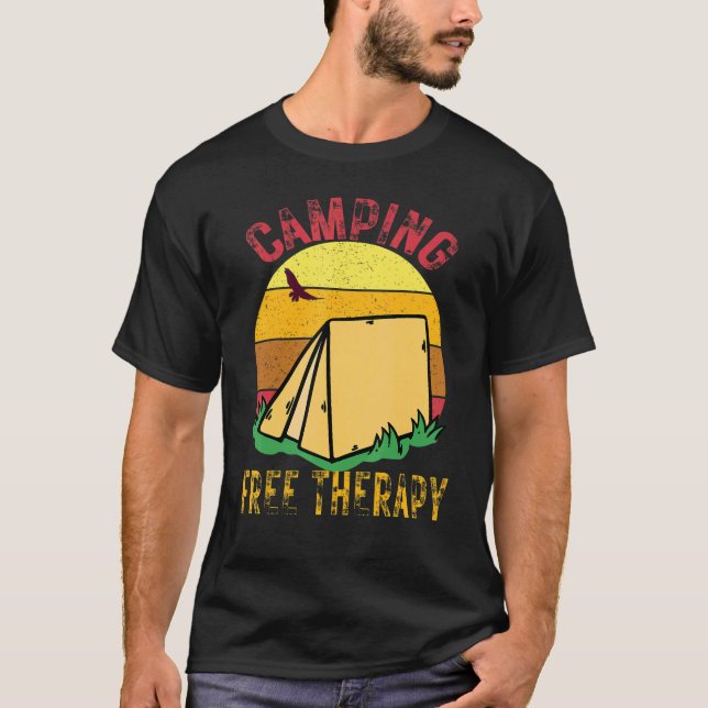T-shirt Camping est Thérapie Gratuite Forêt sauvage Couche (Devant)