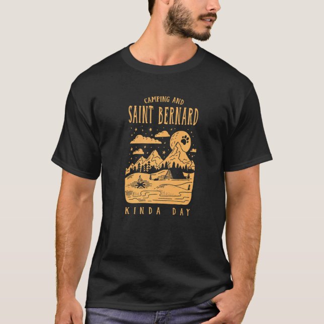 T-shirt Camping Et Saint Bernard Kinda Day St Bernhardshu (Devant)