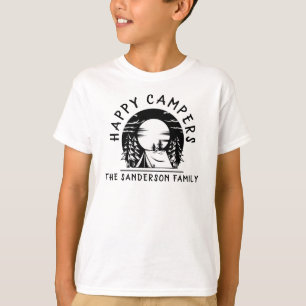 T-shirt Camping familial Voyage Happy Campers Black White 