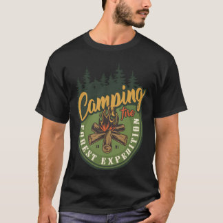 T-shirt Camping Fire Forest Epedition hipster friends