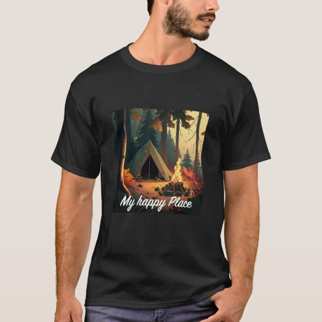 T-shirt Camping in the woods with nature is my happy place (Devant)