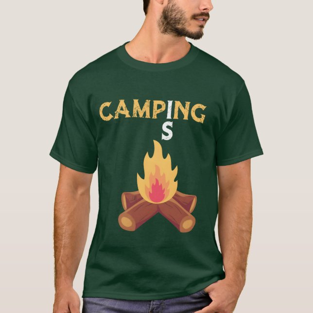 T-shirt Camping is fire friends (Devant)