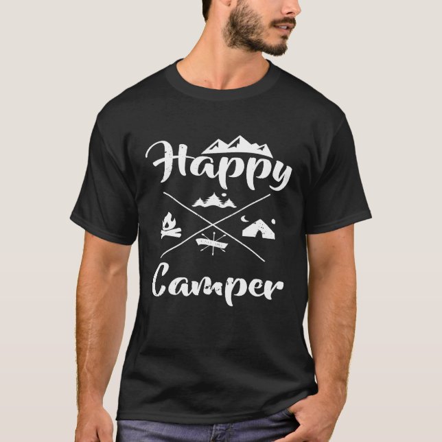 T-shirt Camping Lover Funny Happy Camper Apparel (Devant)