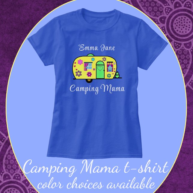 T-shirt Camping Mama Sweet Camper Trailer avec nom (Créateur téléchargé)