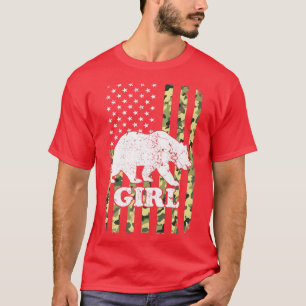 T-shirt Camping pour filles ours Camouflage USA American F