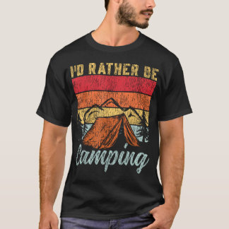 T-shirt Camping sous tente rétro vintage J'aimerais mieux
