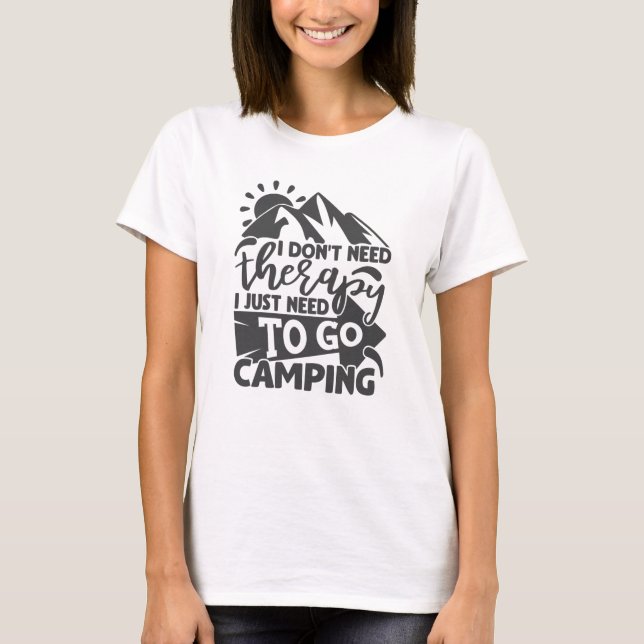 T-shirt Camping Thérapie Funny Camper Citation Typographie (Devant)