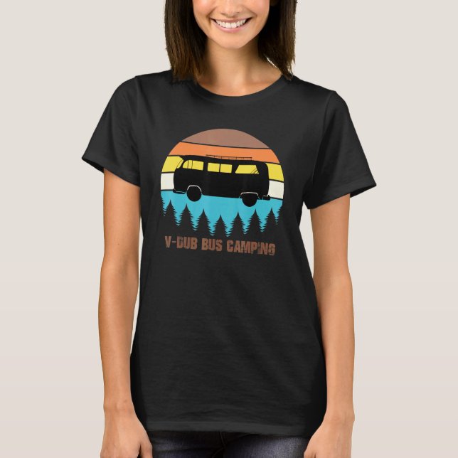 T-shirt Camping V Dub Bus Sunset Retro (Devant)