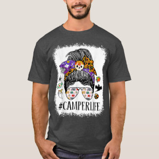 T-shirt Camping Vie Camper Vie Maman Messy Cheveux Hondell
