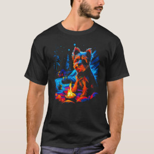 T-shirt Camping Yorkie Chien Yorkshire Terrier