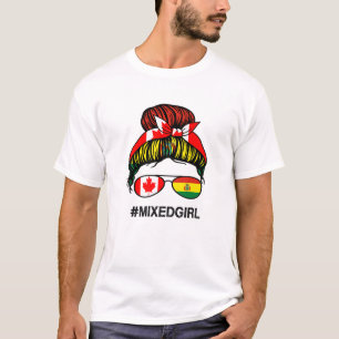 T-shirt Canada Bolivie Drapeau canadien bolivien Messy Bun