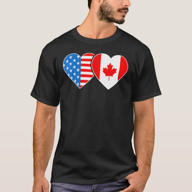 T-shirt Canada États-Unis Coeur du drapeau Canadien Améric (Devant)