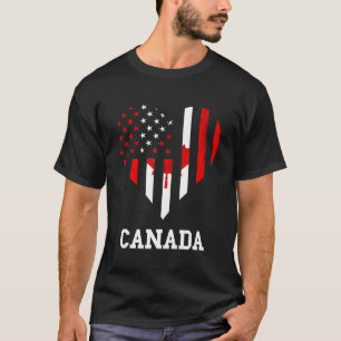 T-shirt Canada Maple Leaf Heart Canadian Pride Canadian Fl