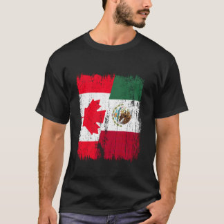 T-shirt Canada Mexique Demi Drapeau Patrimoine Canadien Me