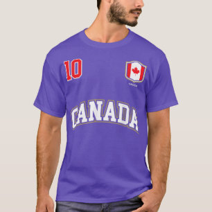 T-shirt Canada Numéro 10 Équipe de football Sports Drapeau