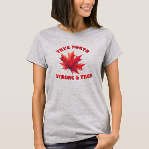 T-shirt Canada Vrai Nord Fort et Libre Feuille d'Érable