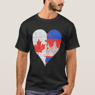 T-shirt Canadian Cambodian Flag Heart