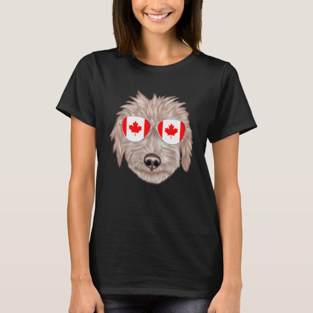 T-shirt Canadian Flag Bedlington Terrier Dog Canada Pocket (Devant)