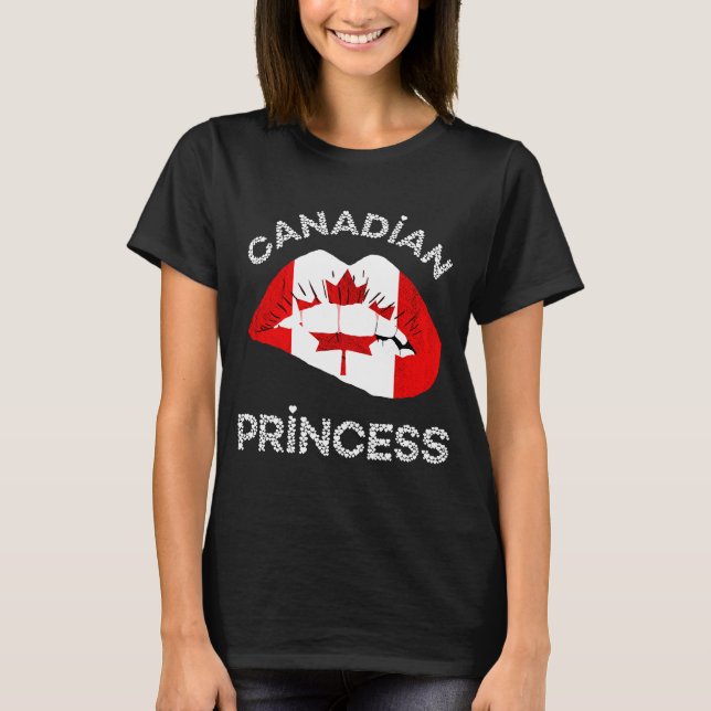 T-shirt Canadian Princess Lips Maple Leaf Canadian Flag Ca (Devant)