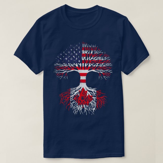 T-shirt Canadian Roots American Grown Canada Drapeau Aux H (Design devant)