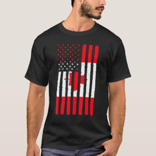T-shirt Canadian Roots Drapeau Usa Patrimoine Moitié Canad