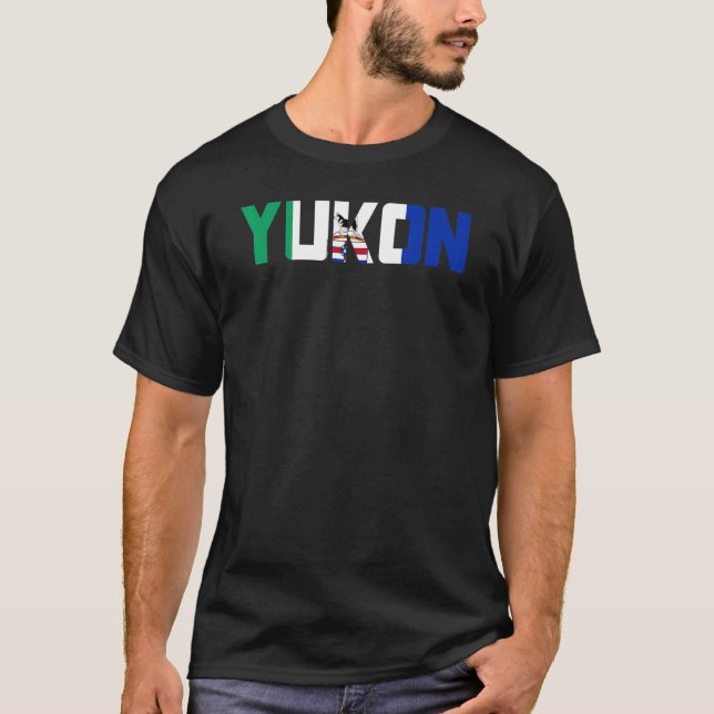 T-shirt Canadian Yukon Territory Flag Proud Canada Husky S (Devant)