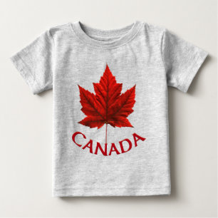 T-shirt canadien pour bébé Chemise rouge Feuille d