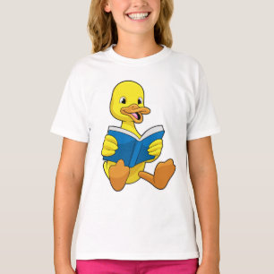 T-shirt Canard à la lecture avec livre