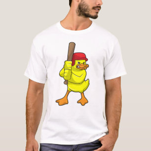 T-shirt Canard au baseball avec batte de baseball et Casqu