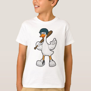 T-shirt Canard au baseball avec raquette et casque de base