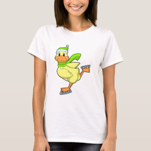 T-shirt Canard au patinage sur glace avec patins sur glace