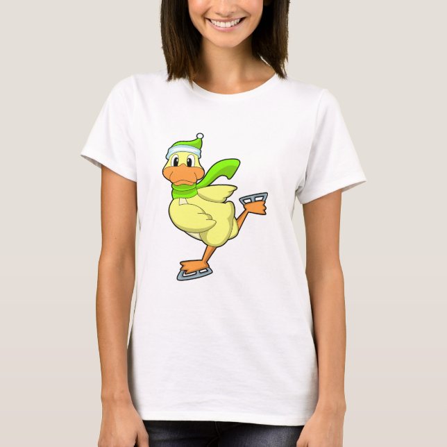 T-shirt Canard au patinage sur glace avec patins sur glace (Devant)