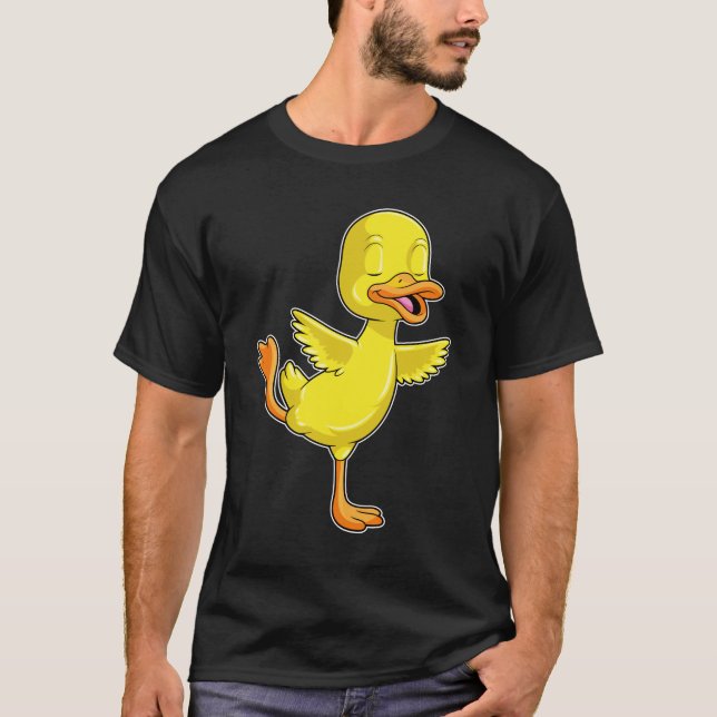 T-shirt Canard au Yoga Fitness sur une jambe (Devant)