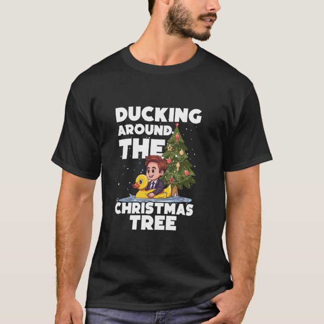 T-shirt Canard Autour De L'Arbre De Noël Canard Ru (Devant)