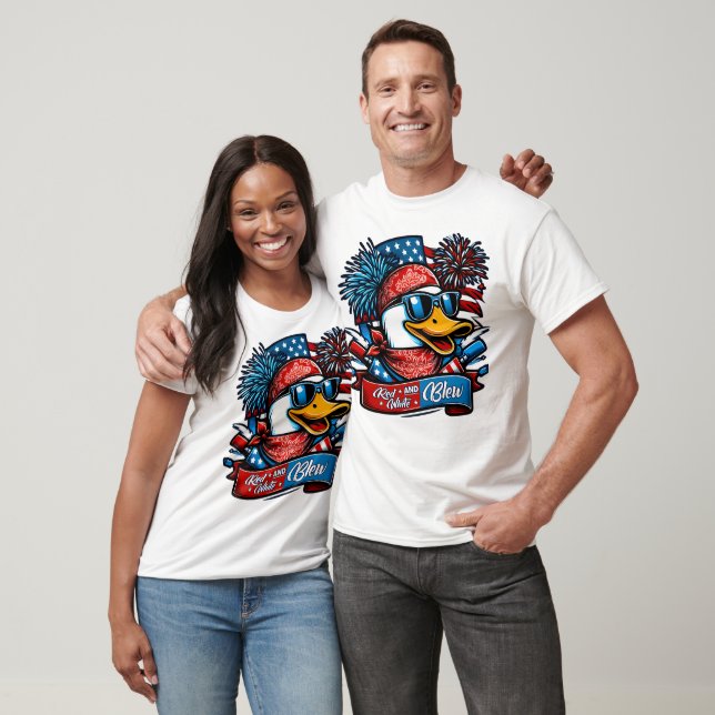 T-shirt Canard blanc rouge et canard brun (Unisexe)