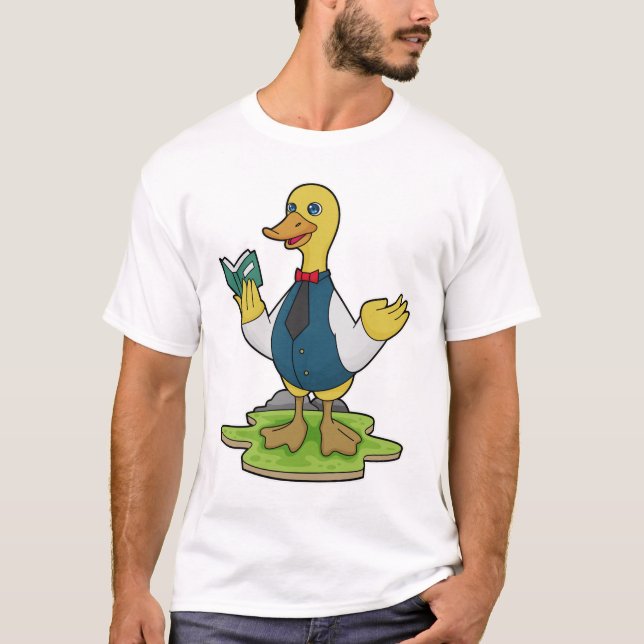 T-shirt Canard comme enseignant avec livre (Devant)