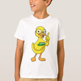 T-shirt Canard comme enseignant avec livre et lunettes