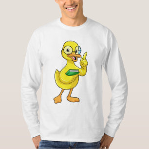 T-shirt Canard comme enseignant avec livre et lunettes
