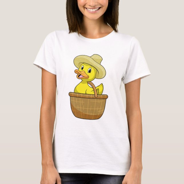 T-shirt Canard comme fermier avec panier (Devant)