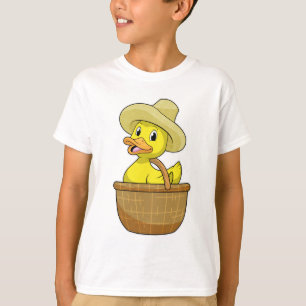 T-shirt Canard comme fermier avec panier