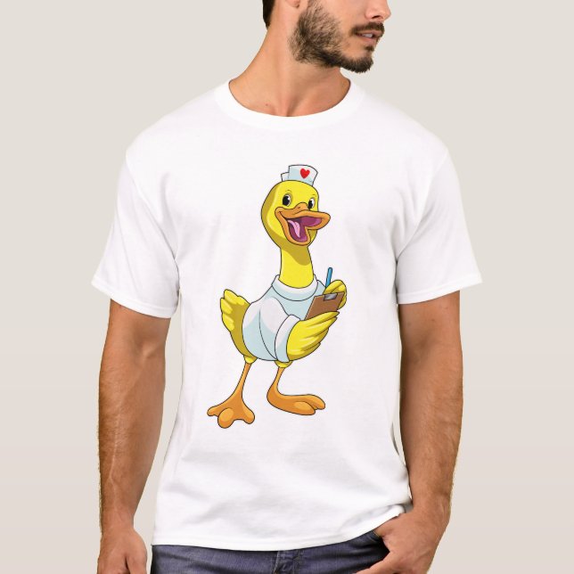T-shirt Canard comme infirmière avec coeur (Devant)