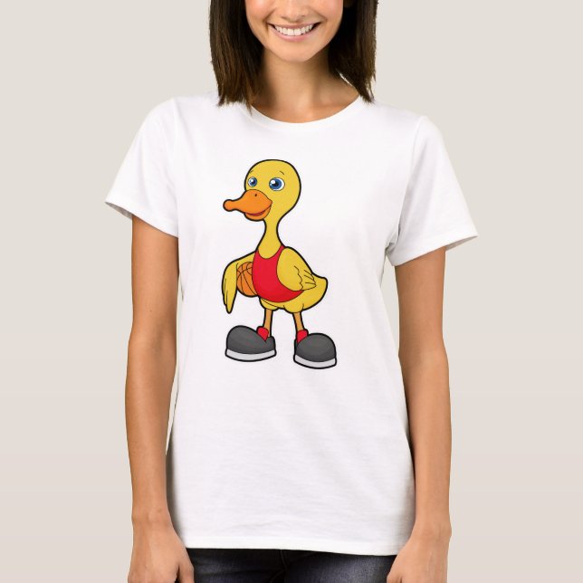 T-shirt Canard comme joueur de basket-ball avec basket-bal (Devant)