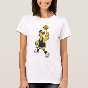 T-shirt Canard comme joueur de basketball avec basket-ball
