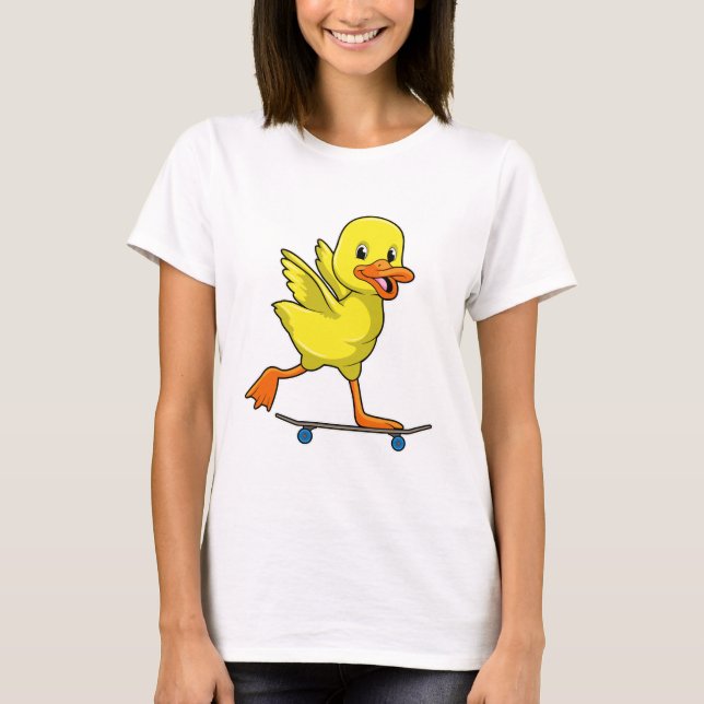 T-shirt Canard comme patineur avec skateboard (Devant)