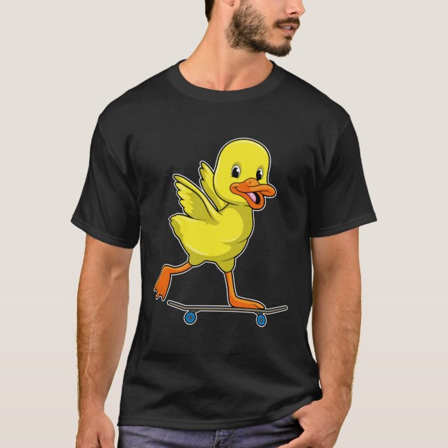 T-shirt Canard comme patineur avec skateboard (Devant)